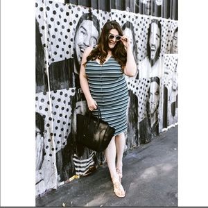 American Eagle Knit Button Front Midi Dress